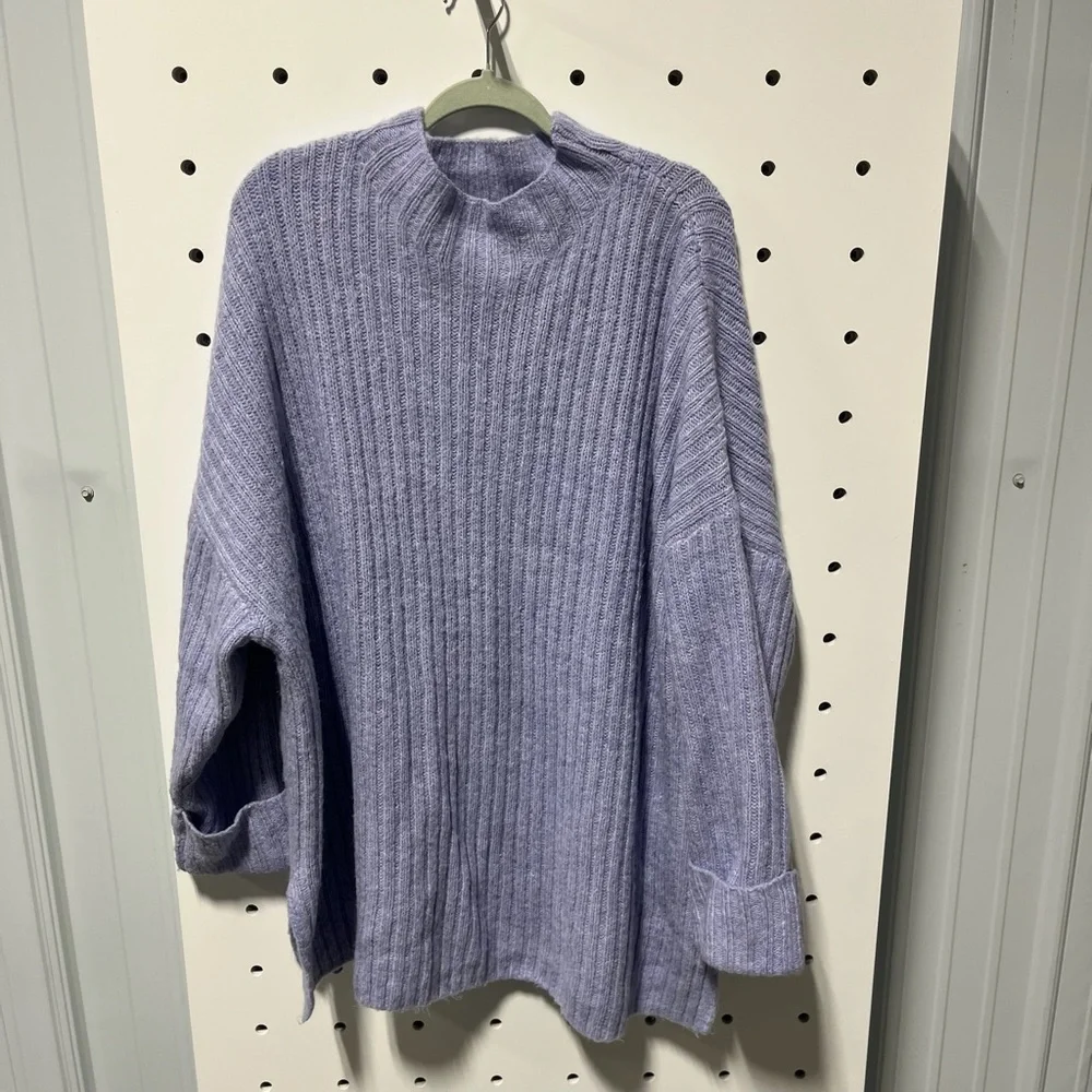 Old Navy Mock-Neck Rib-Knit Tunic Sweater Lavender Size 3X